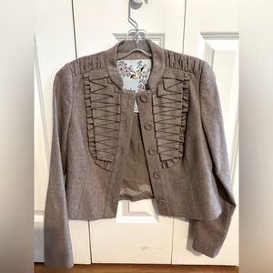 Anthropologie Tabitha As You Please ruffle / pleated jacket size 4